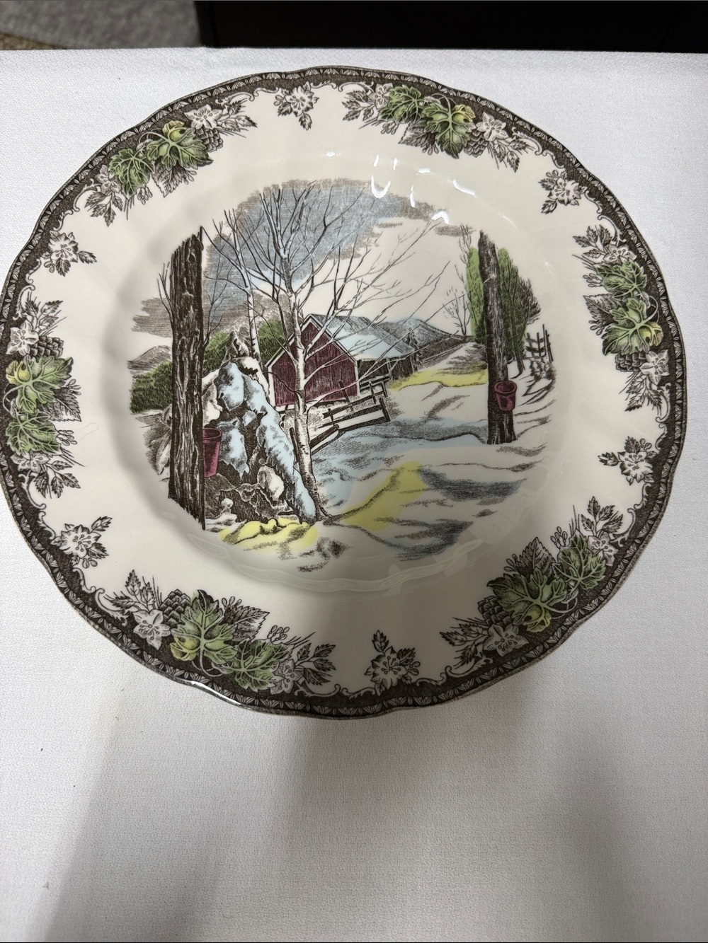 Johnson Bros Vintage Winter Barn Decorative Dinner Plate